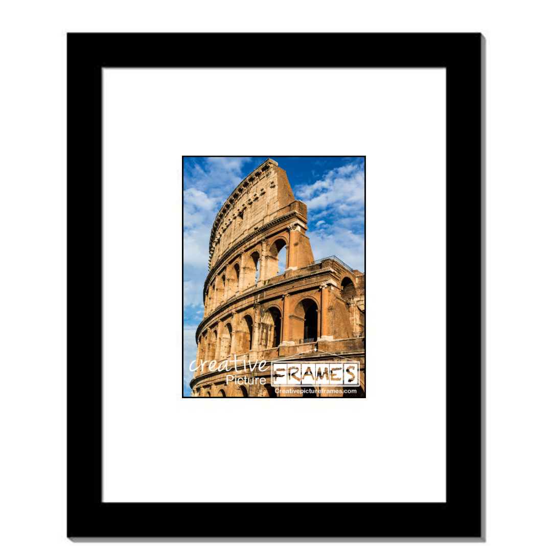 16”x 20” Black Picture Frame Includes White Mat/Black Core To Hold 8x10-inch Media, Includes Installed Sawtooth Hangers