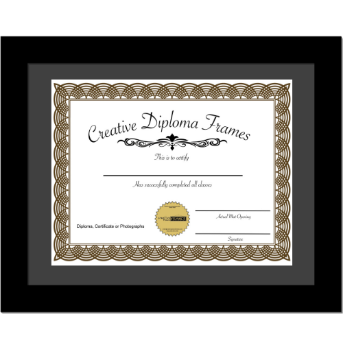6x8 Black Diploma Frame with Mat