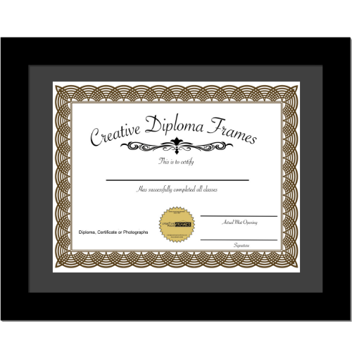 Black Diploma Frame with Mat