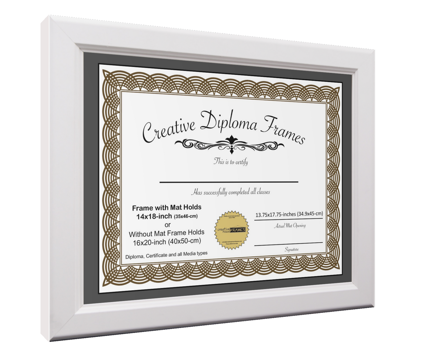 6x8 thru 16x20.5 Cottage White Diploma Frame with Mat