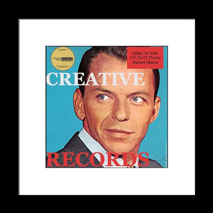 7" Single Record Sleeve Cover Frame with Mat in our Manhattan Black Wide Molding