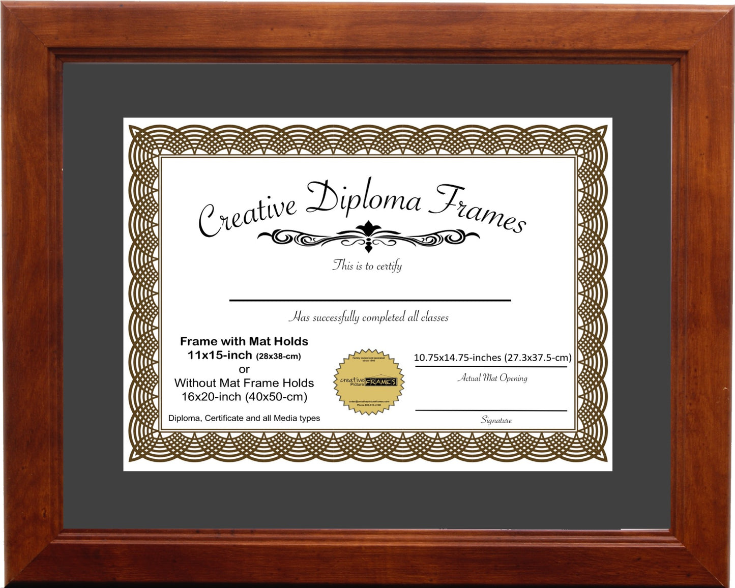 Walnut Diploma Frame with Mat