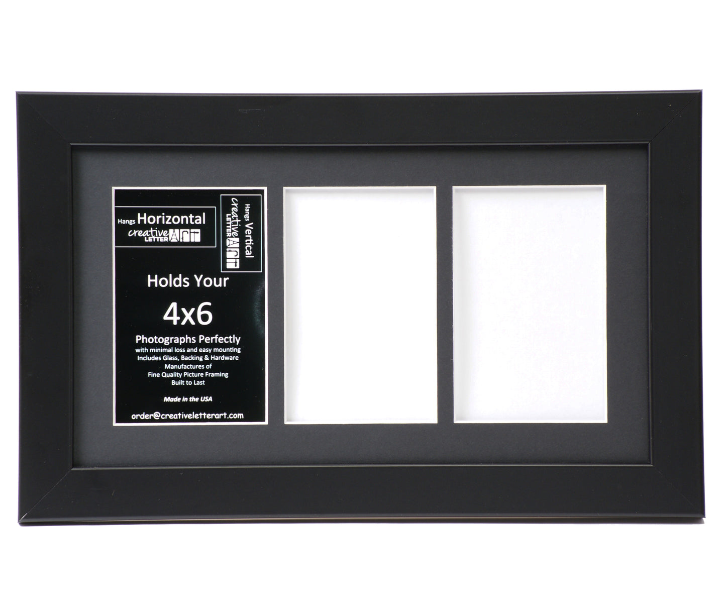 4x6-inch Multi Opening Black Picture Frame