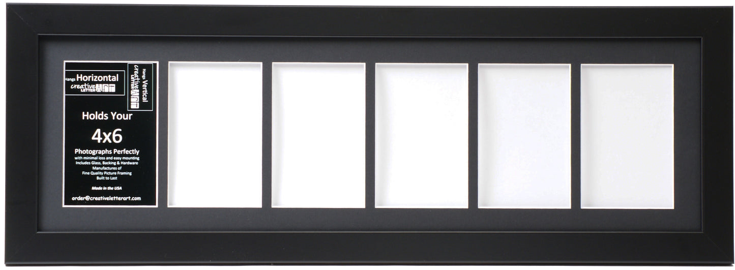 4x6-inch Multi Opening Black Picture Frame