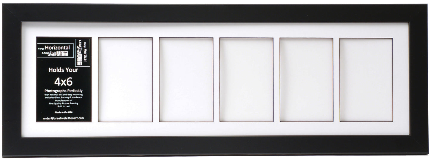 4x6-inch Multi Opening Black Picture Frame