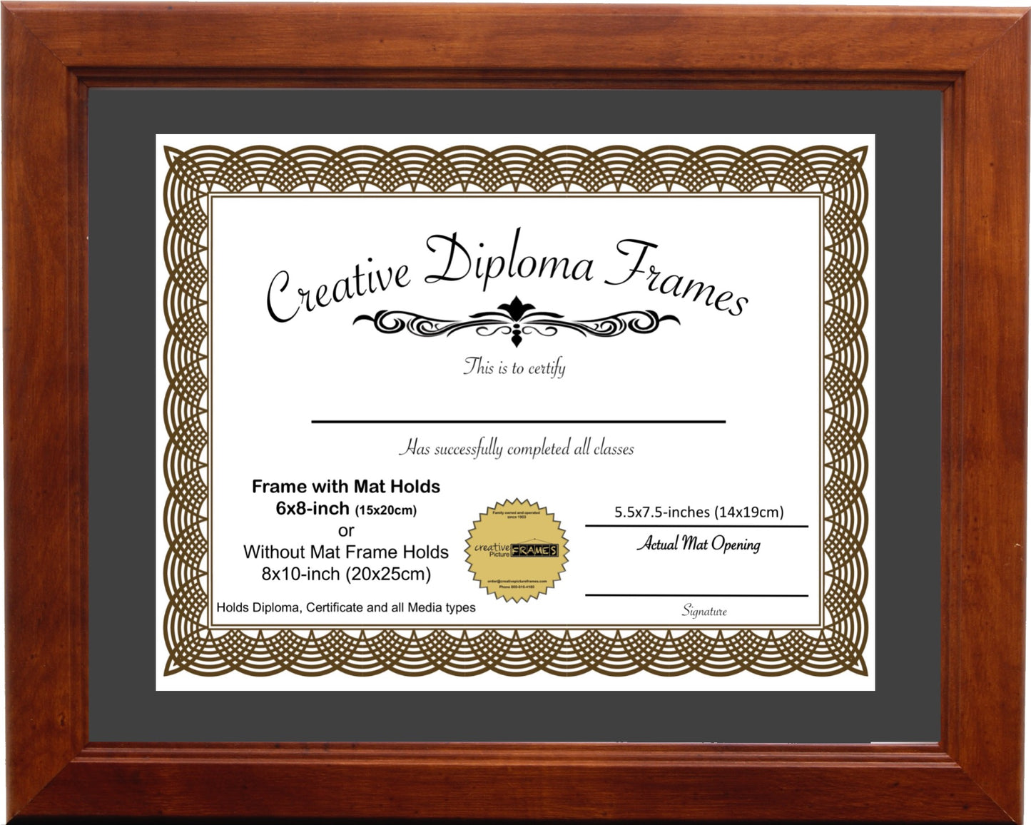 Walnut Diploma Frame with Mat