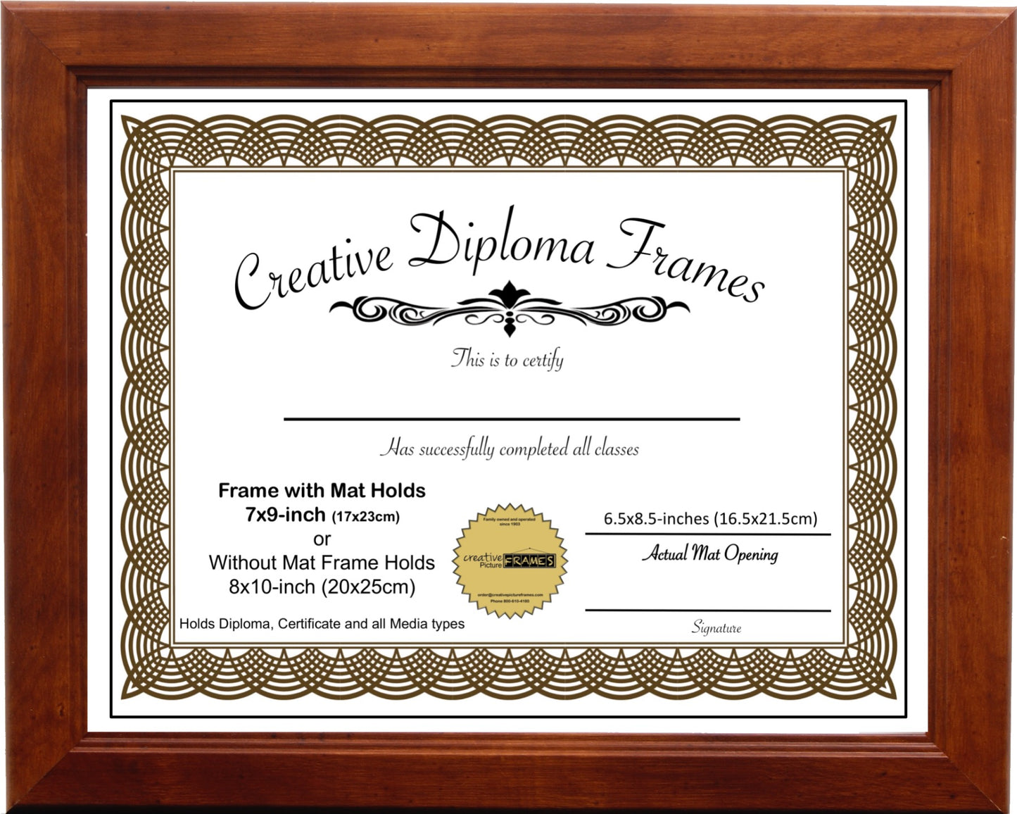 Walnut Diploma Frame with Mat