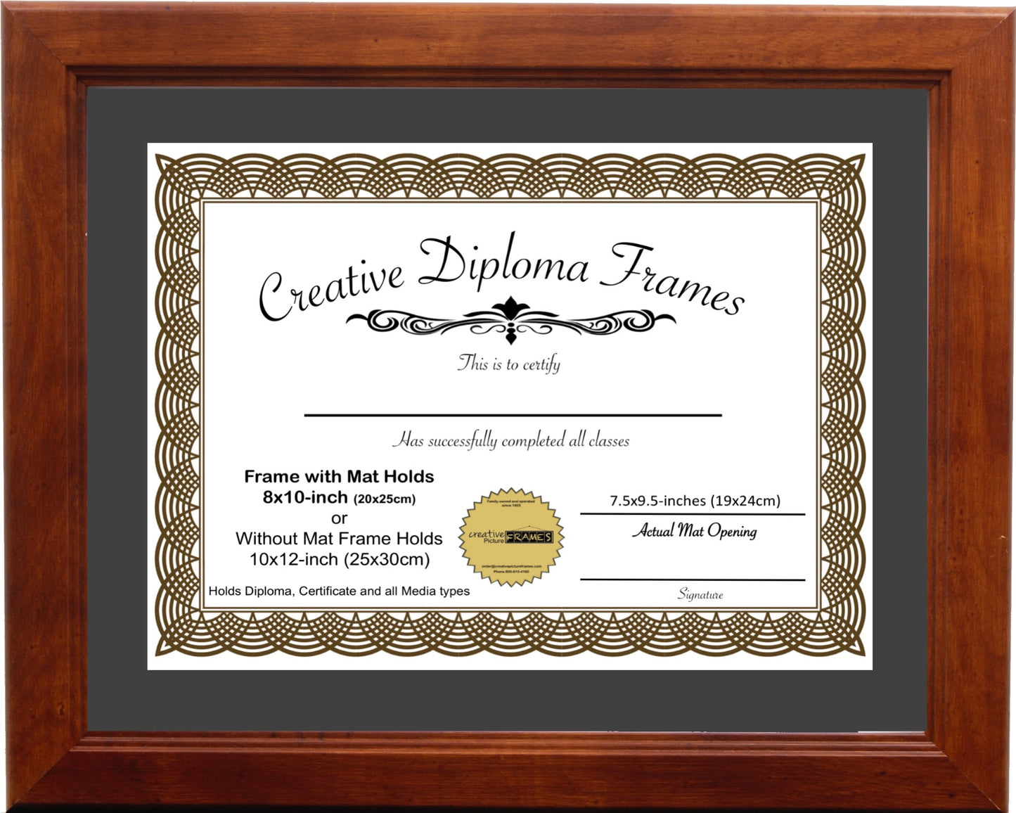 Walnut Diploma Frame with Mat