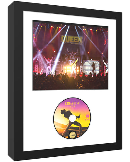 CD Disc Photo Frame with 8x10 Mat Opening Photo in our Manhattan Black Molding