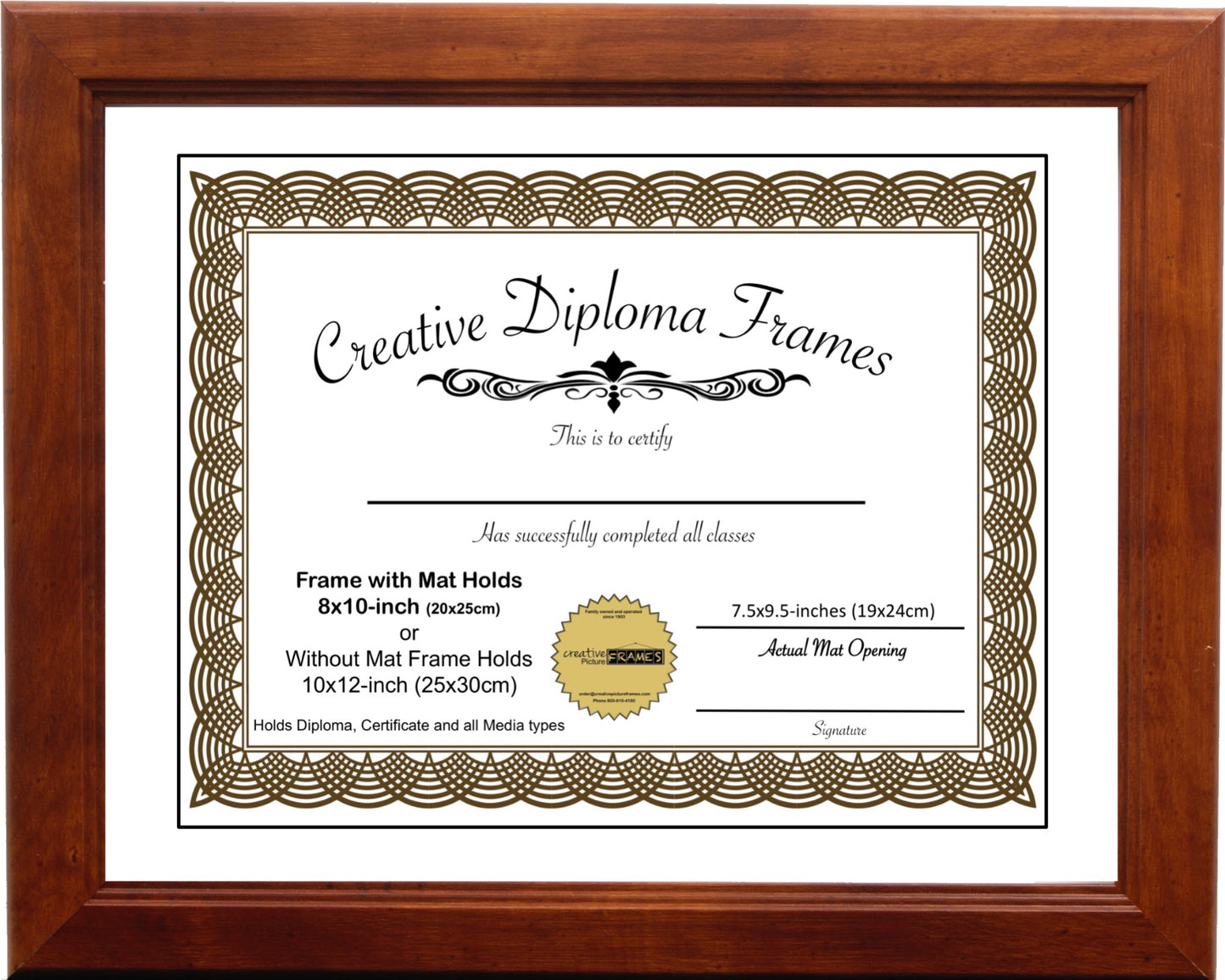Walnut Diploma Frame with Mat