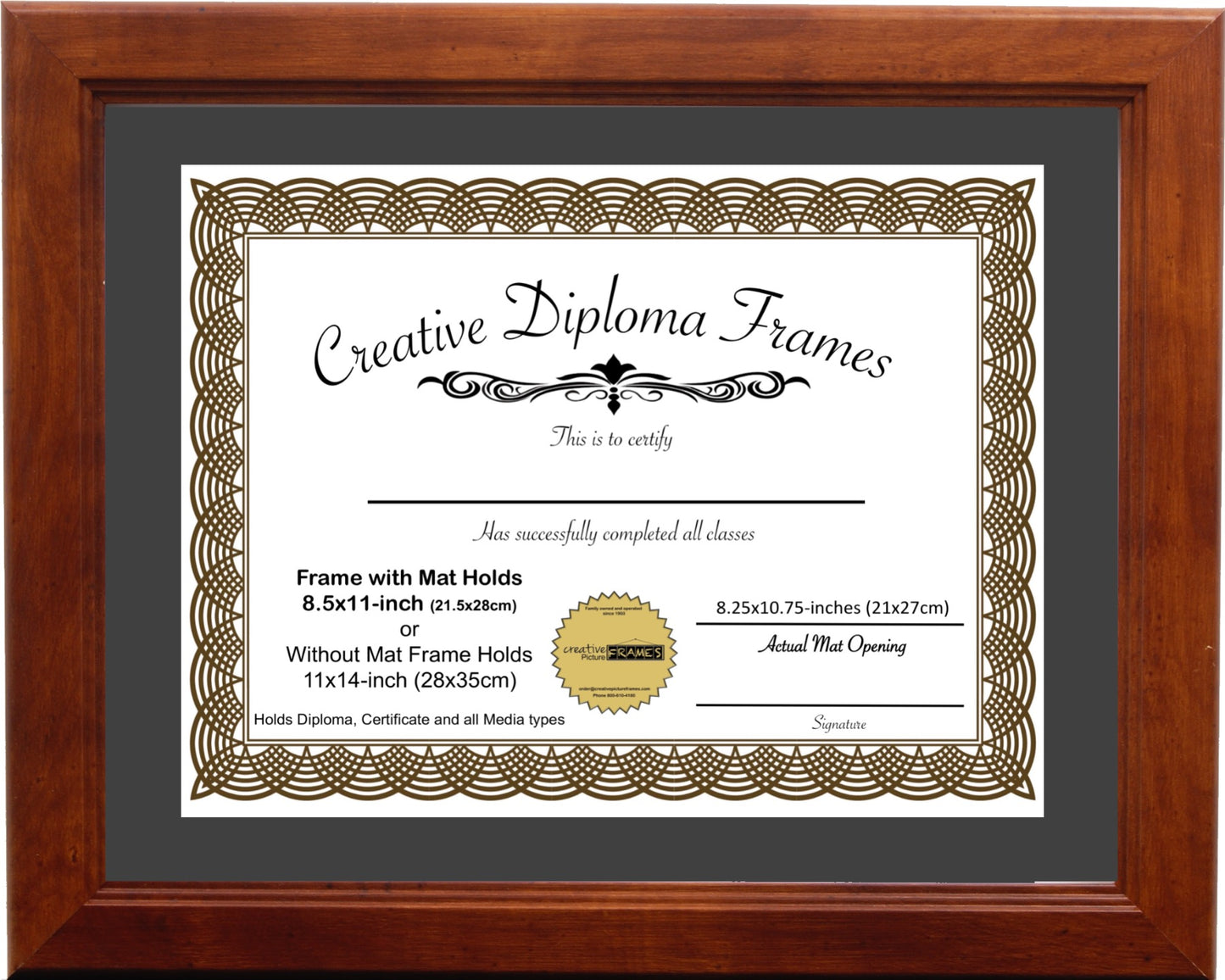 Walnut Diploma Frame with Mat