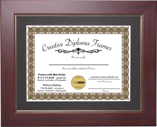 Mahogany Gold Relief Diploma Frame with Matting