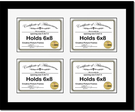 6x8 thru 11x14 Quadruple Diploma Manhattan Frame with Mat