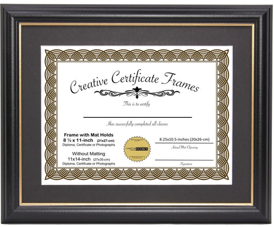 Rockefeller Black with Gold Diploma Frame with Mat