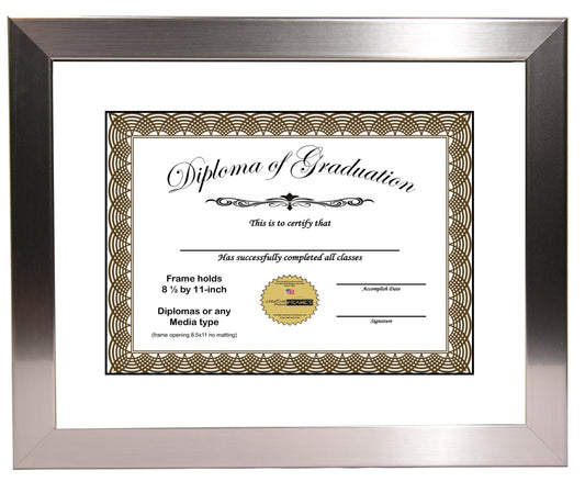 6x8 thru 16x20.5 Carnegie Stainless Steel Diploma Frame with Mat