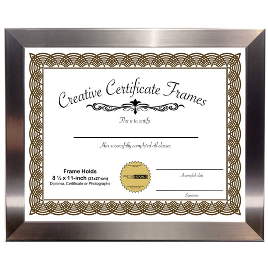 6x8 thru 16x20 Carnegie Stainless Steel Diploma Frame (No Mat)