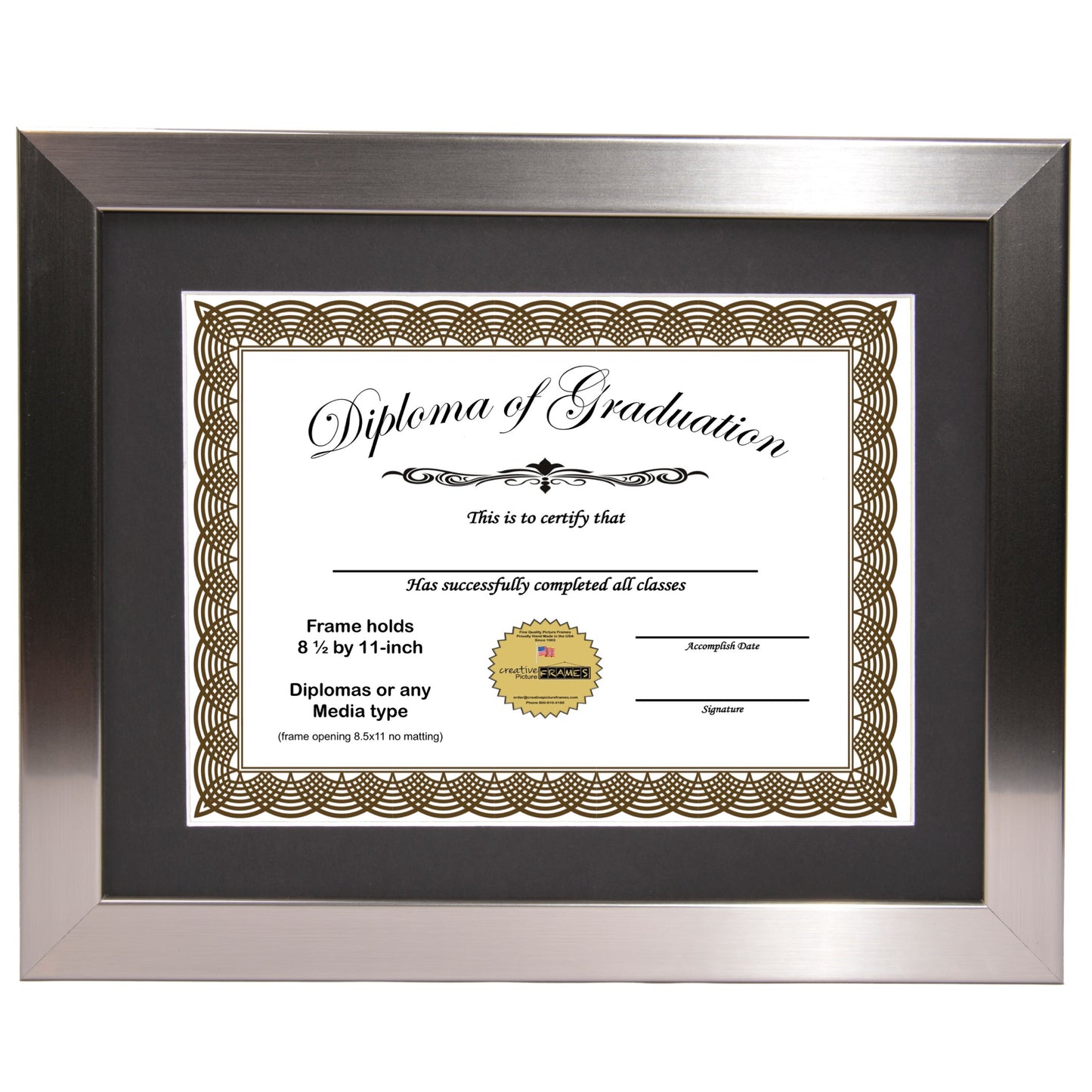 Stainless Steel Diploma Frame with Mat