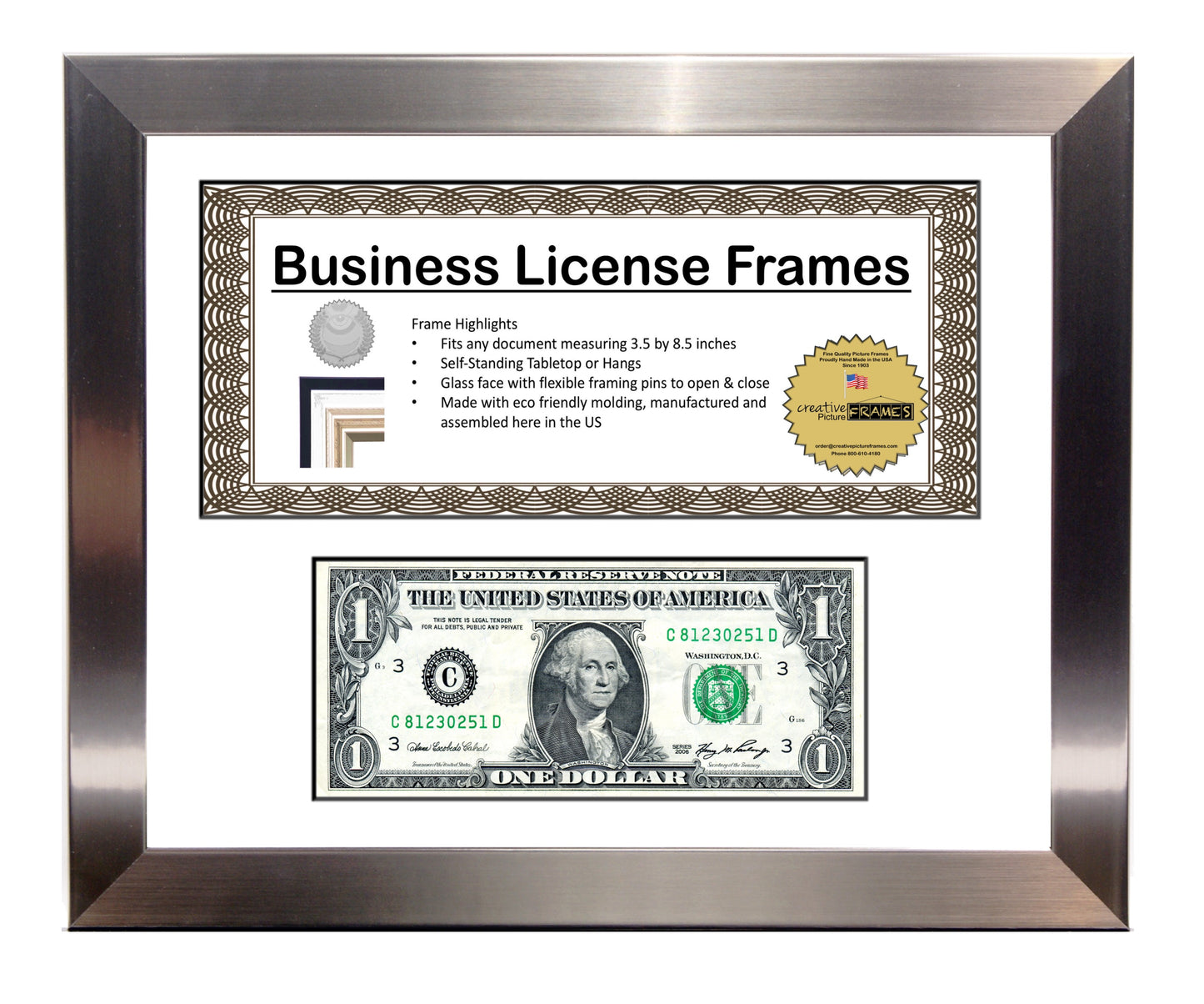 First Dollar / Business License Frame with Mat