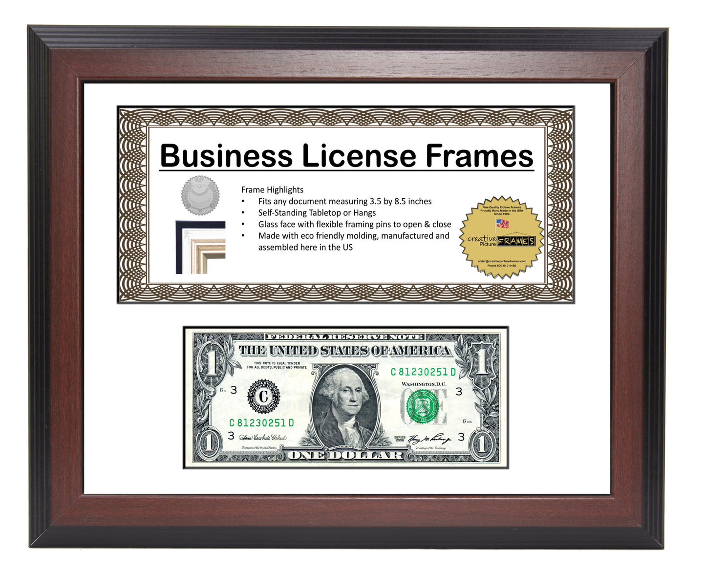First Dollar / Business License Frame with Mat