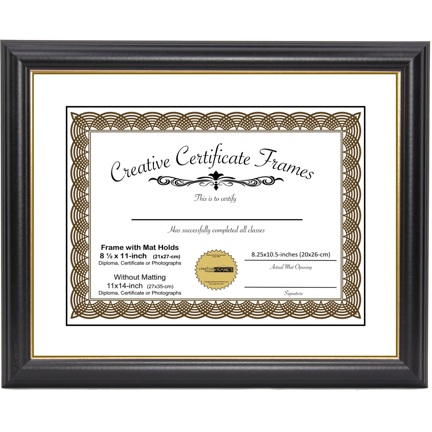 Rockefeller Black with Gold Diploma Frame with Mat