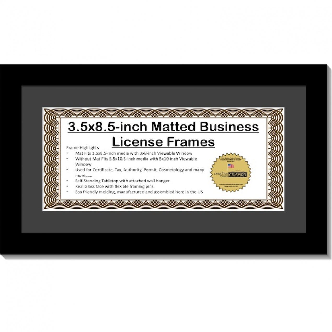 3.5x8.5 License Frame with Mat