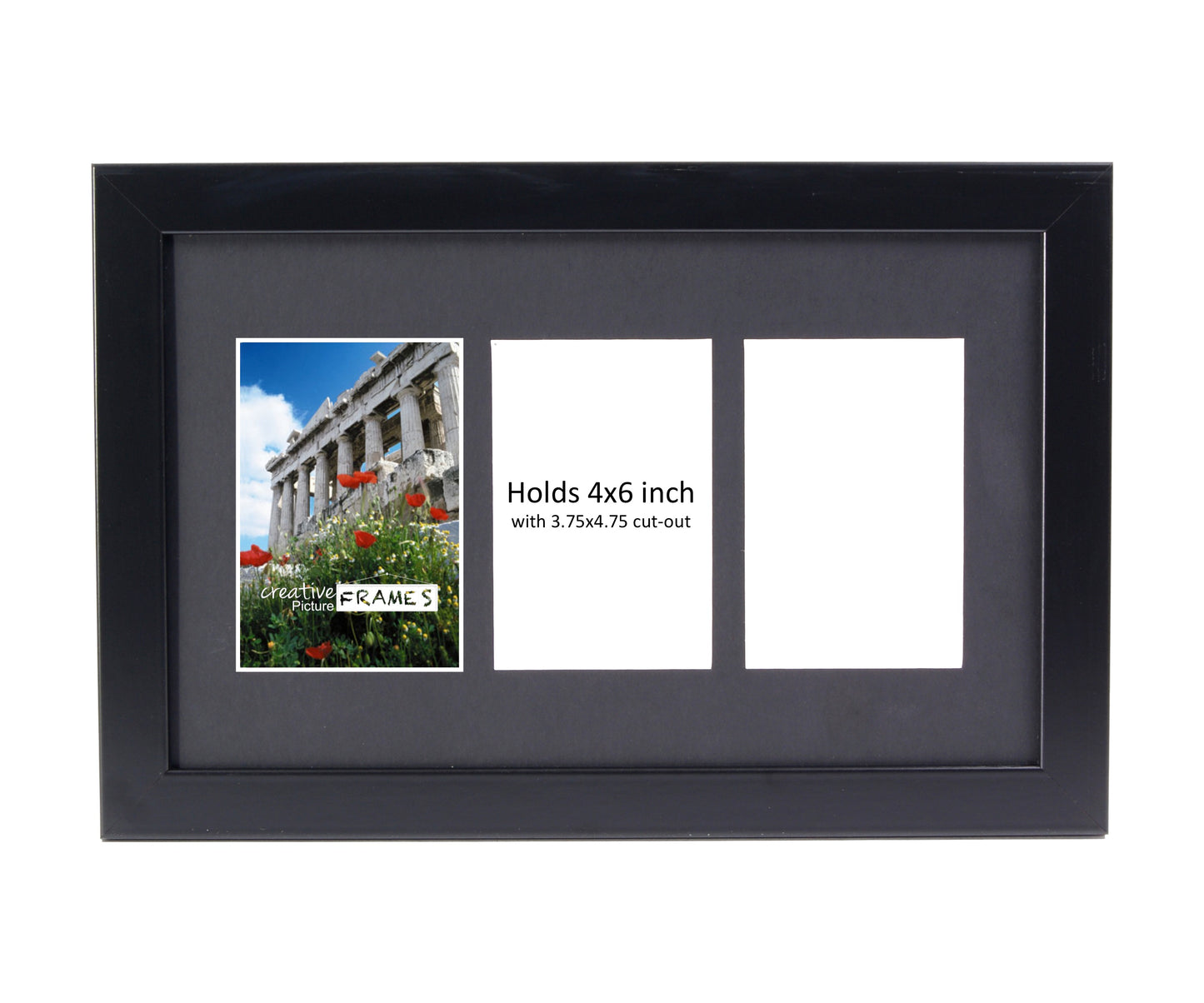 4x6-inch Multi Opening Black Picture Frame