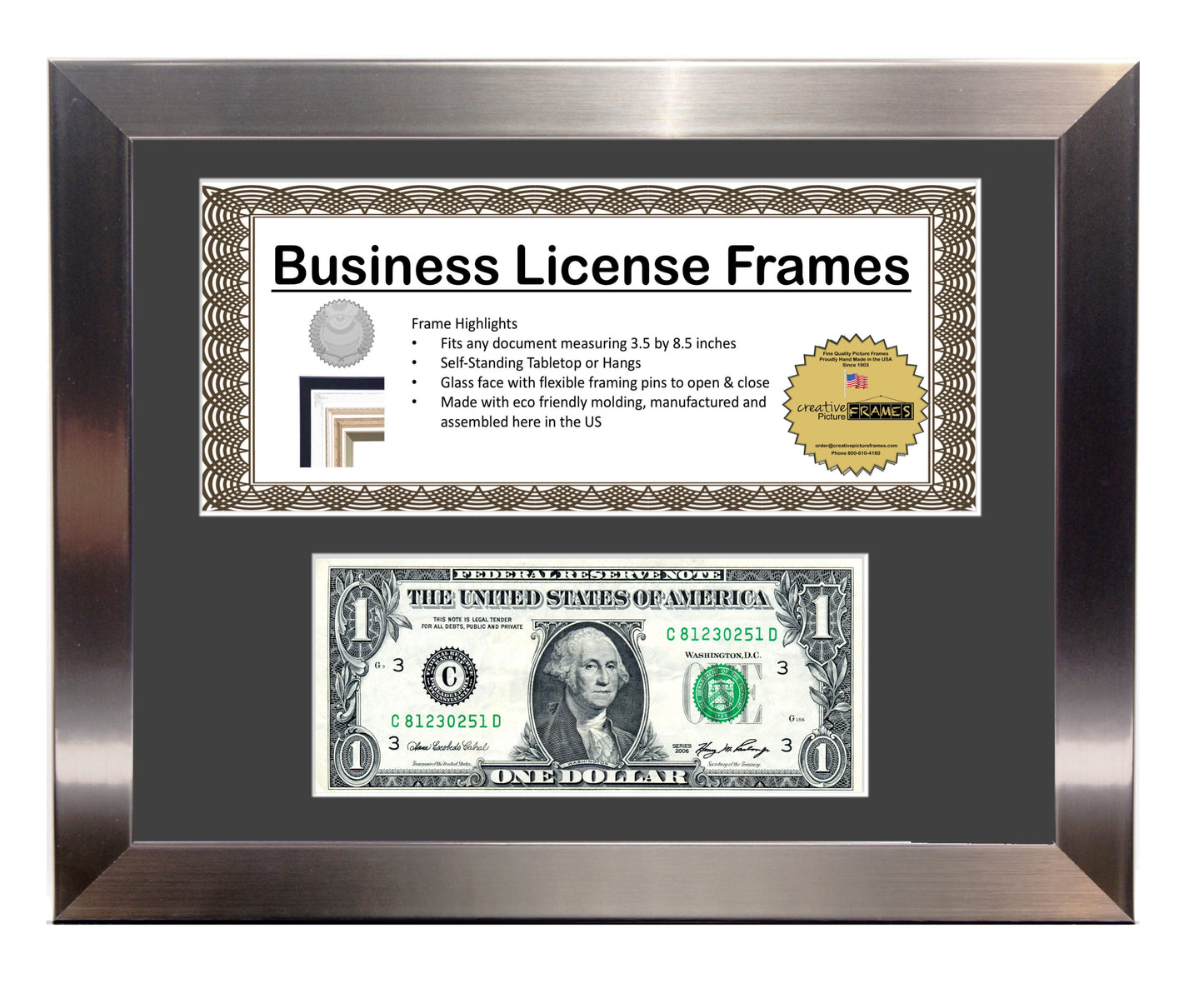 First Dollar / Business License Frame with Mat