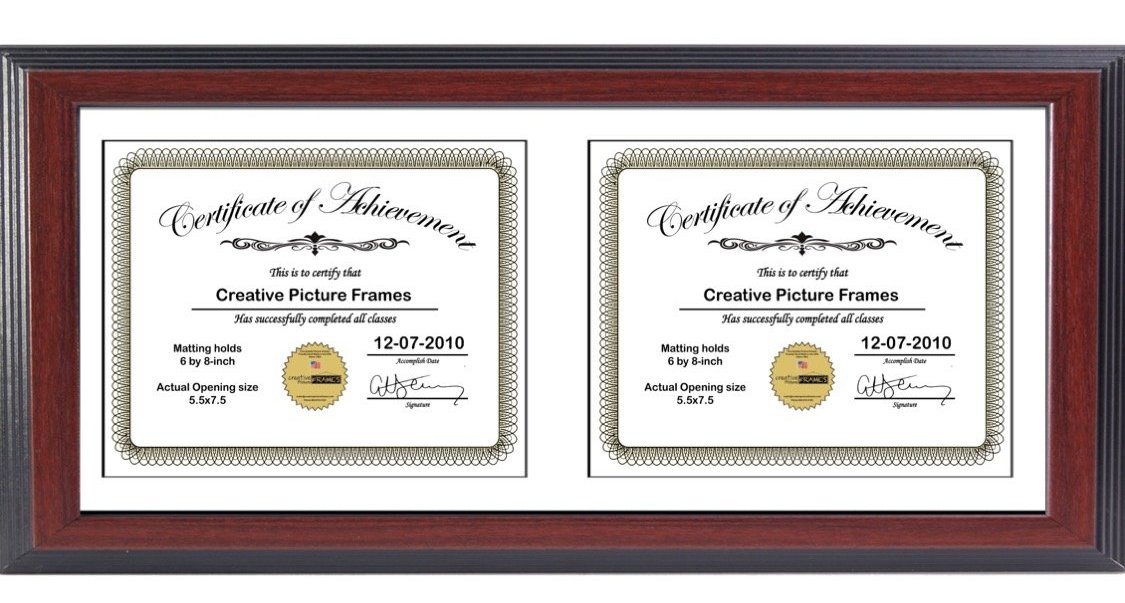 Mahogany Double Document Horizontal Frame with Mat