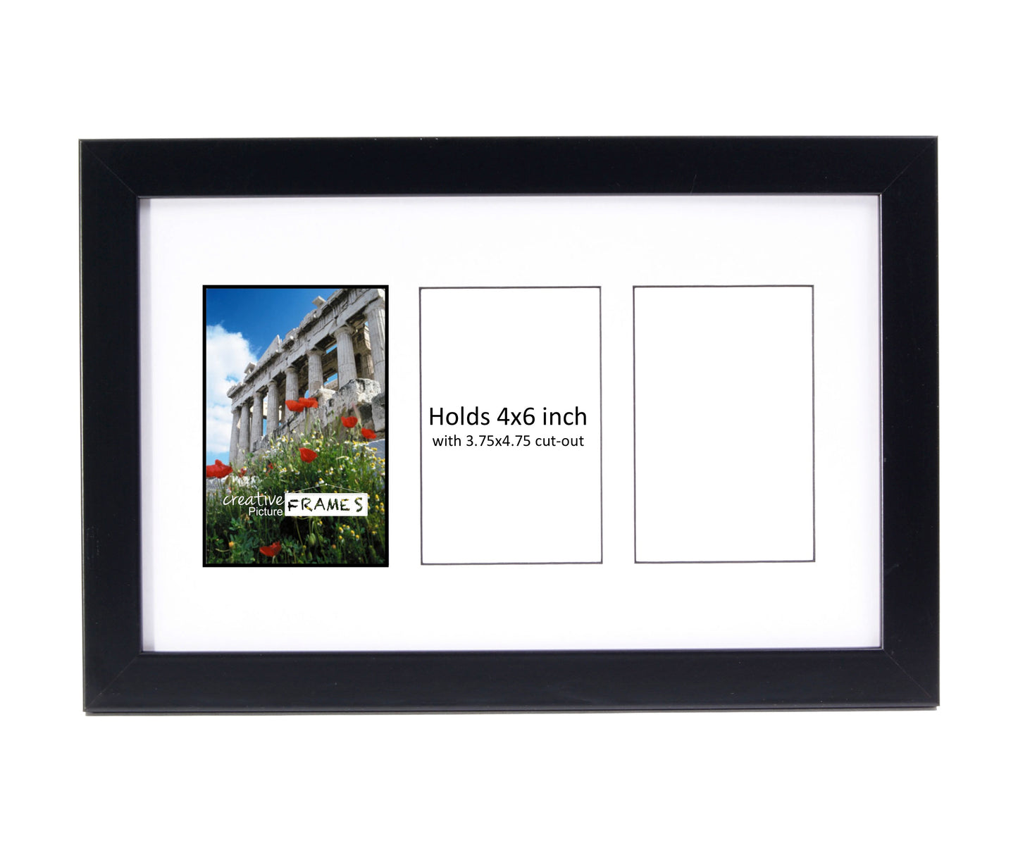 4x6-inch Multi Opening Black Picture Frame