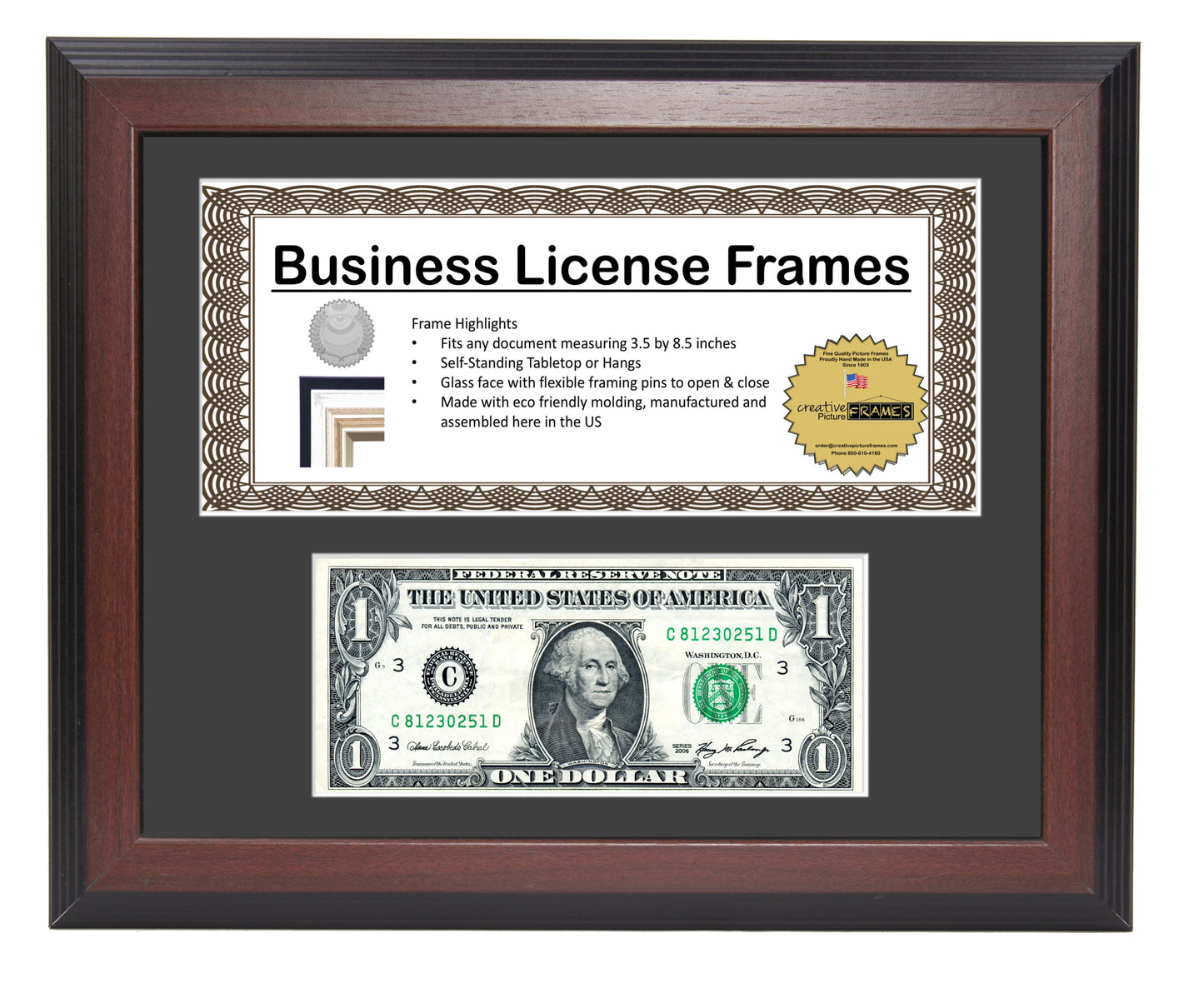 First Dollar / Business License Frame with Mat