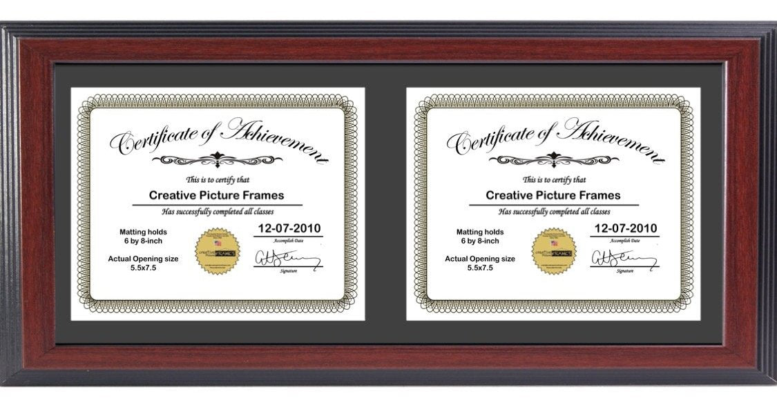 Mahogany Double Document Horizontal Frame with Mat