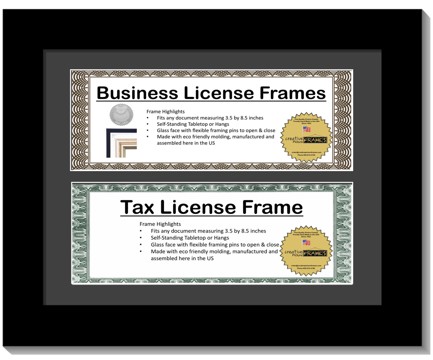 3.5x8.5 Double License Frame with Mat