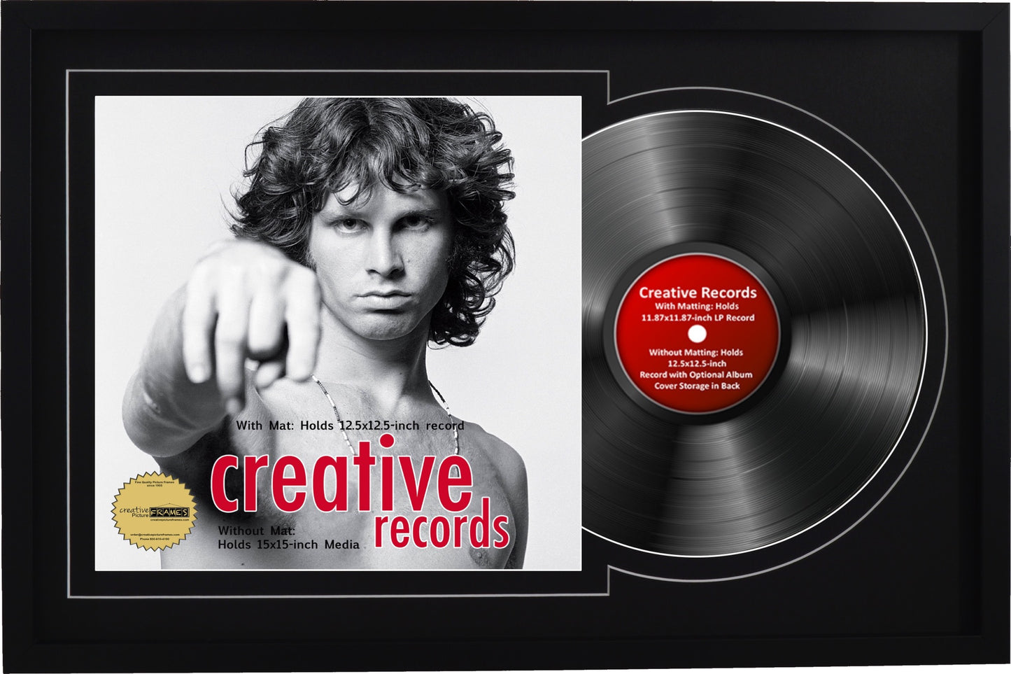 12" Manhattan Black Jukebox Record Frame, Holds One 12" Disc and Album Cover