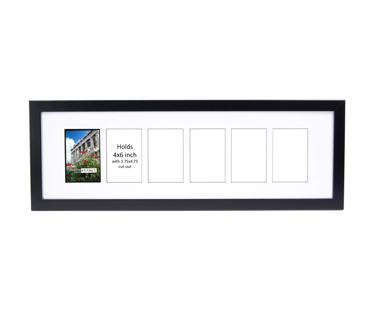 4x6-inch Multi Opening Black Picture Frame