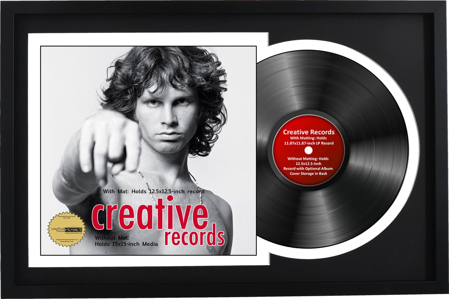 12" Manhattan Black Jukebox Record Frame, Holds One 12" Disc and Album Cover