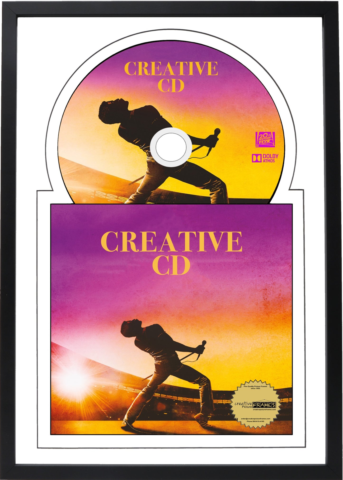CD Jukebox Frame Holds CD Cover Art and CD in our Manhattan Black Molding
