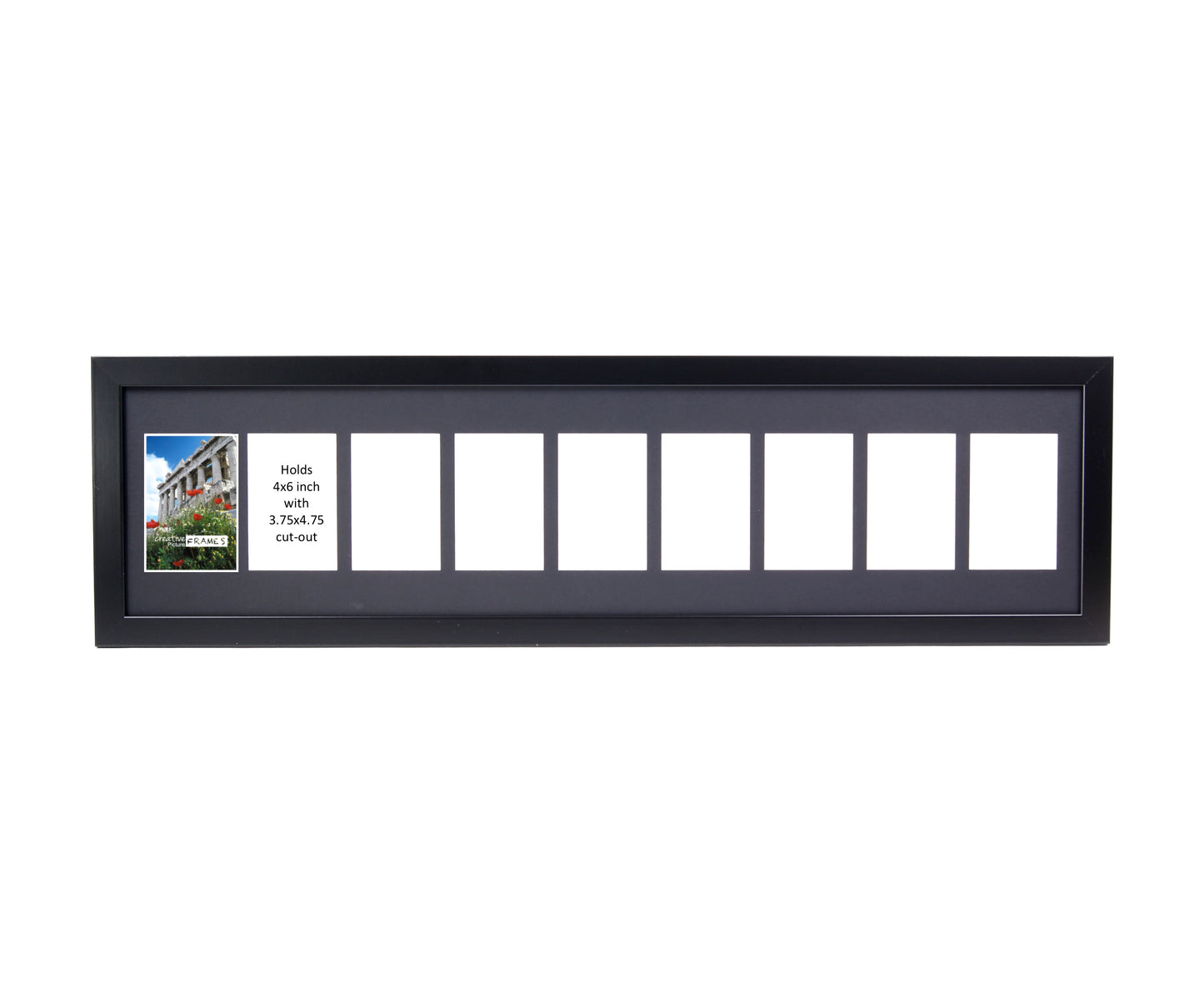 4x6-inch Multi Opening Black Picture Frame