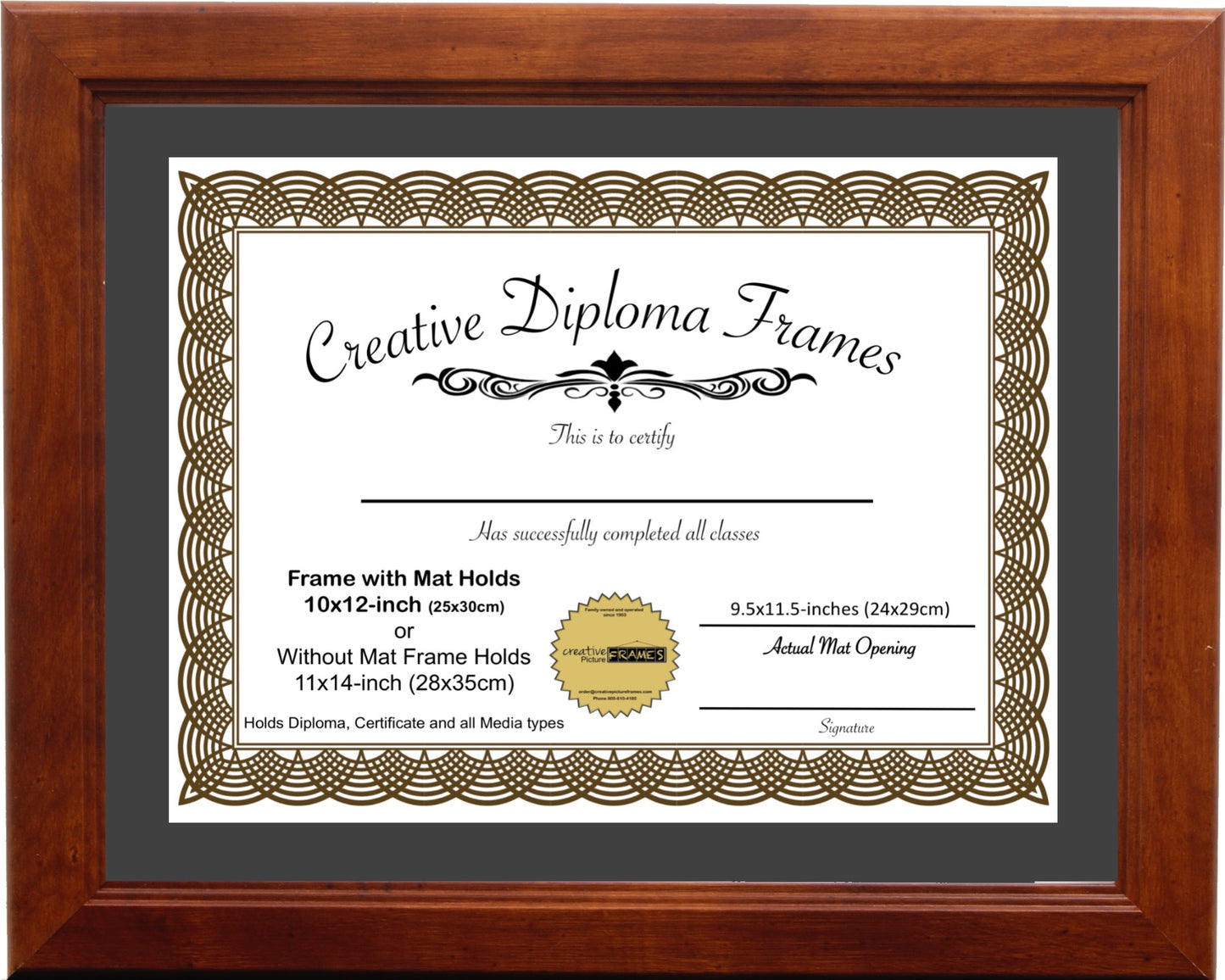 Walnut Diploma Frame with Mat
