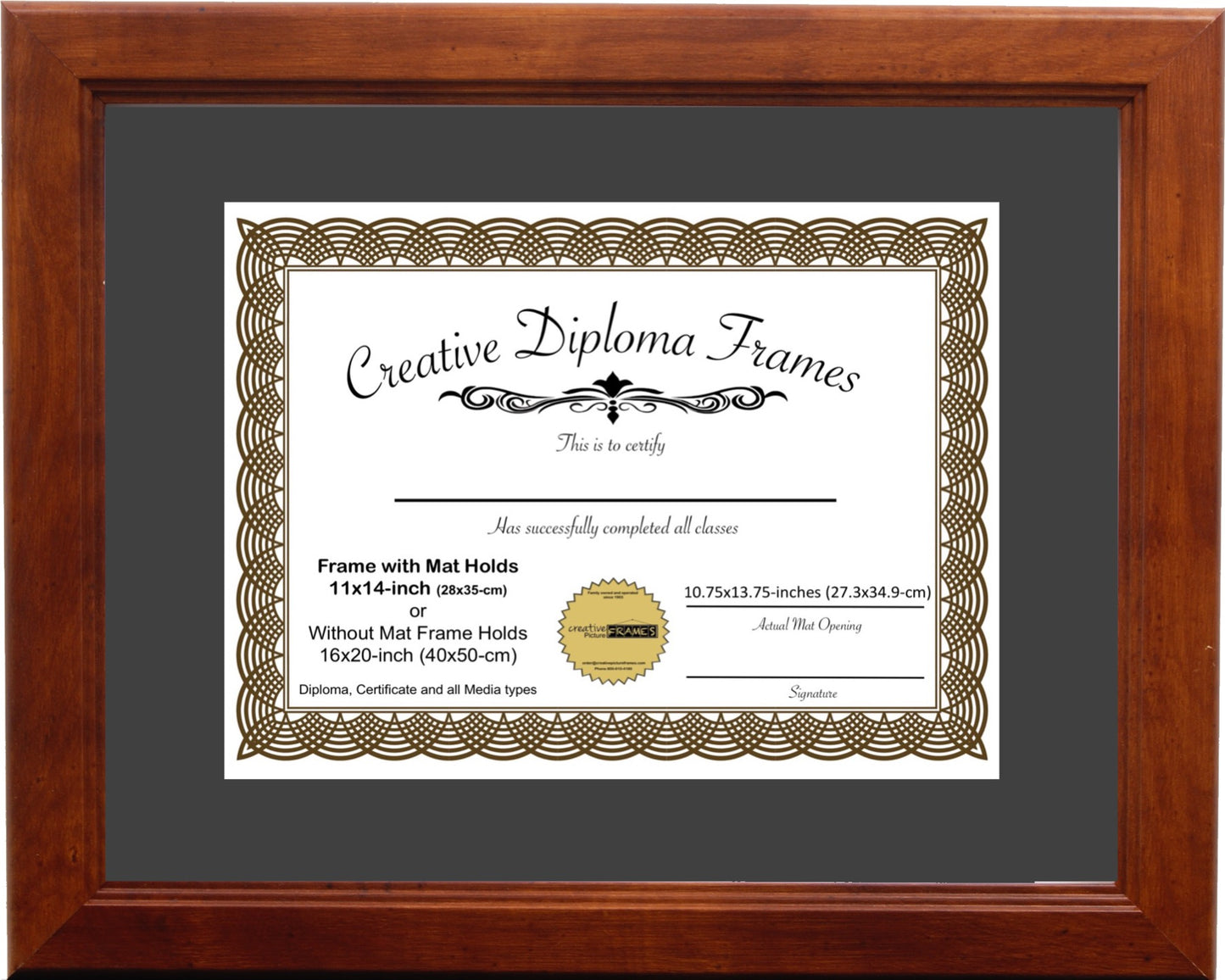 Walnut Diploma Frame with Mat