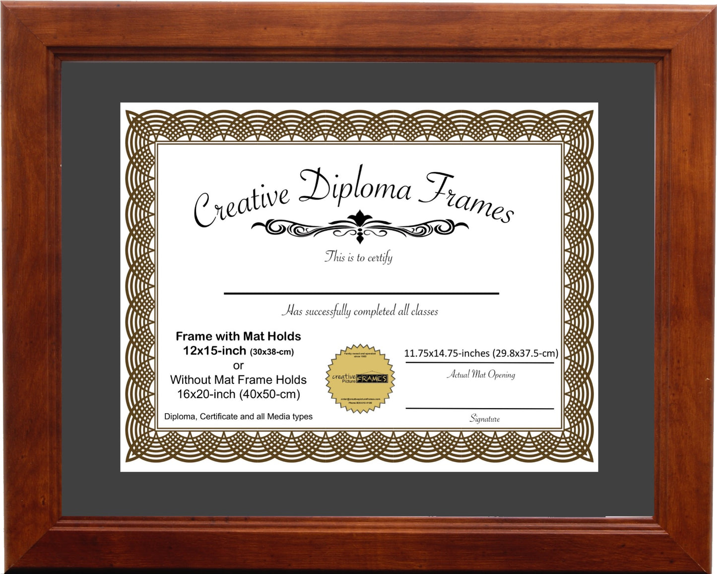 Walnut Diploma Frame with Mat