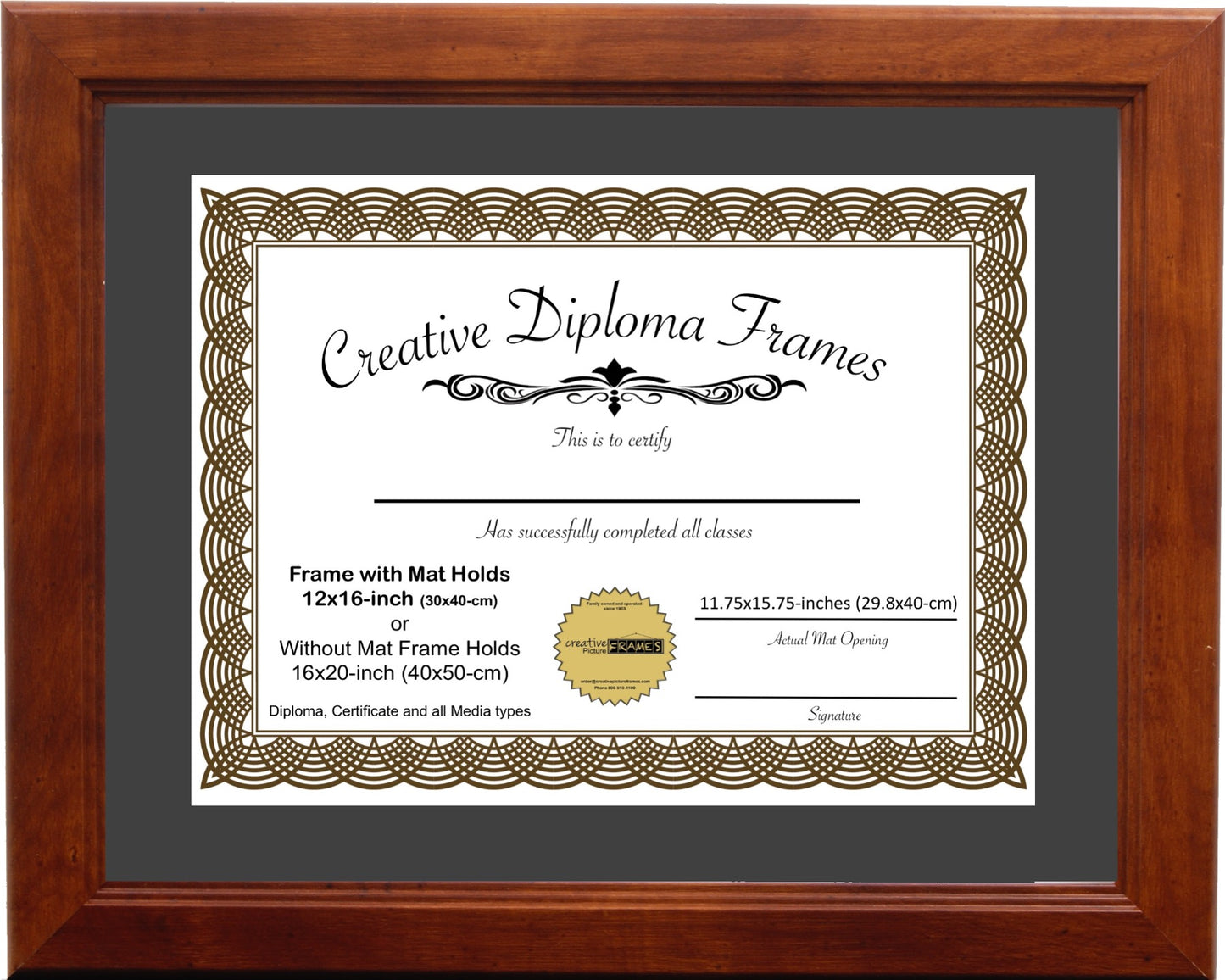 Dakota Walnut Diploma Frame with Mat