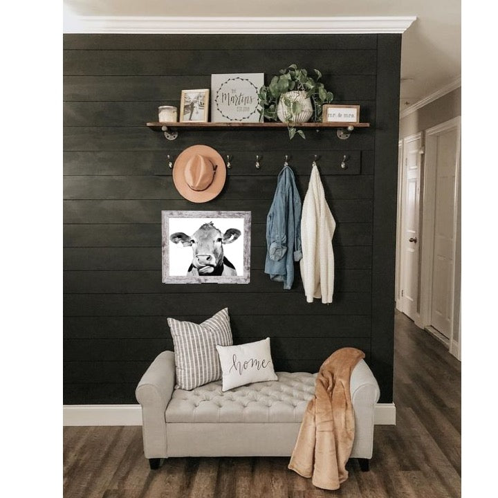 8x10 Opening White Mat in our 11x14-inch Barn Wood Picture Frame Includes Glass, Easel with Installed Wall Hanger
