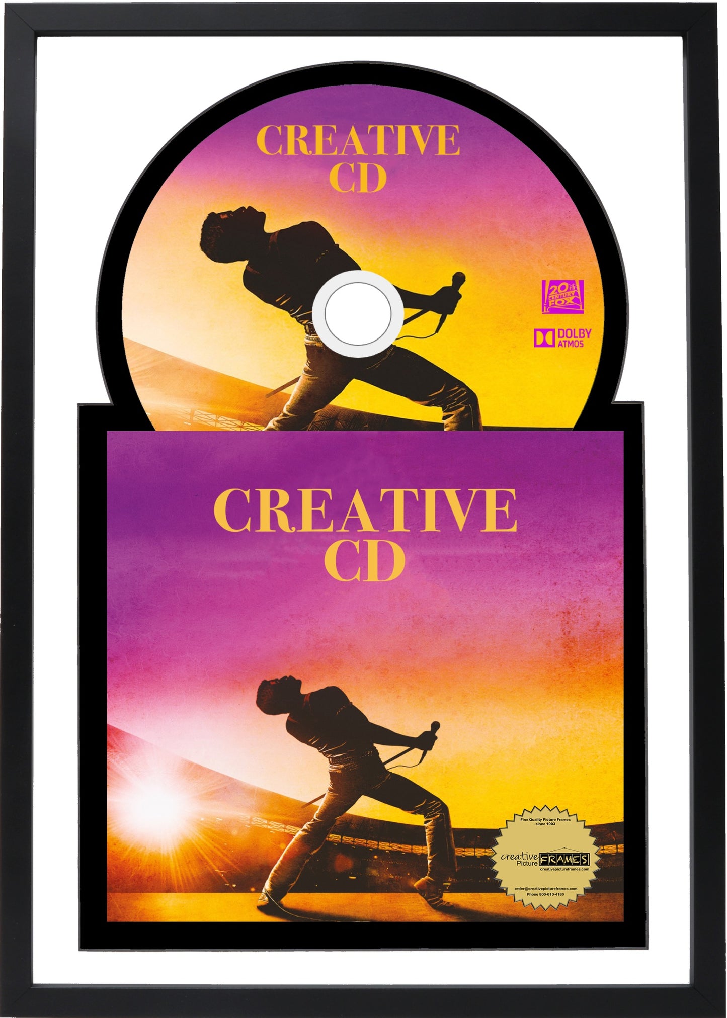CD Jukebox Frame Holds CD Cover Art and CD in our Manhattan Black Molding