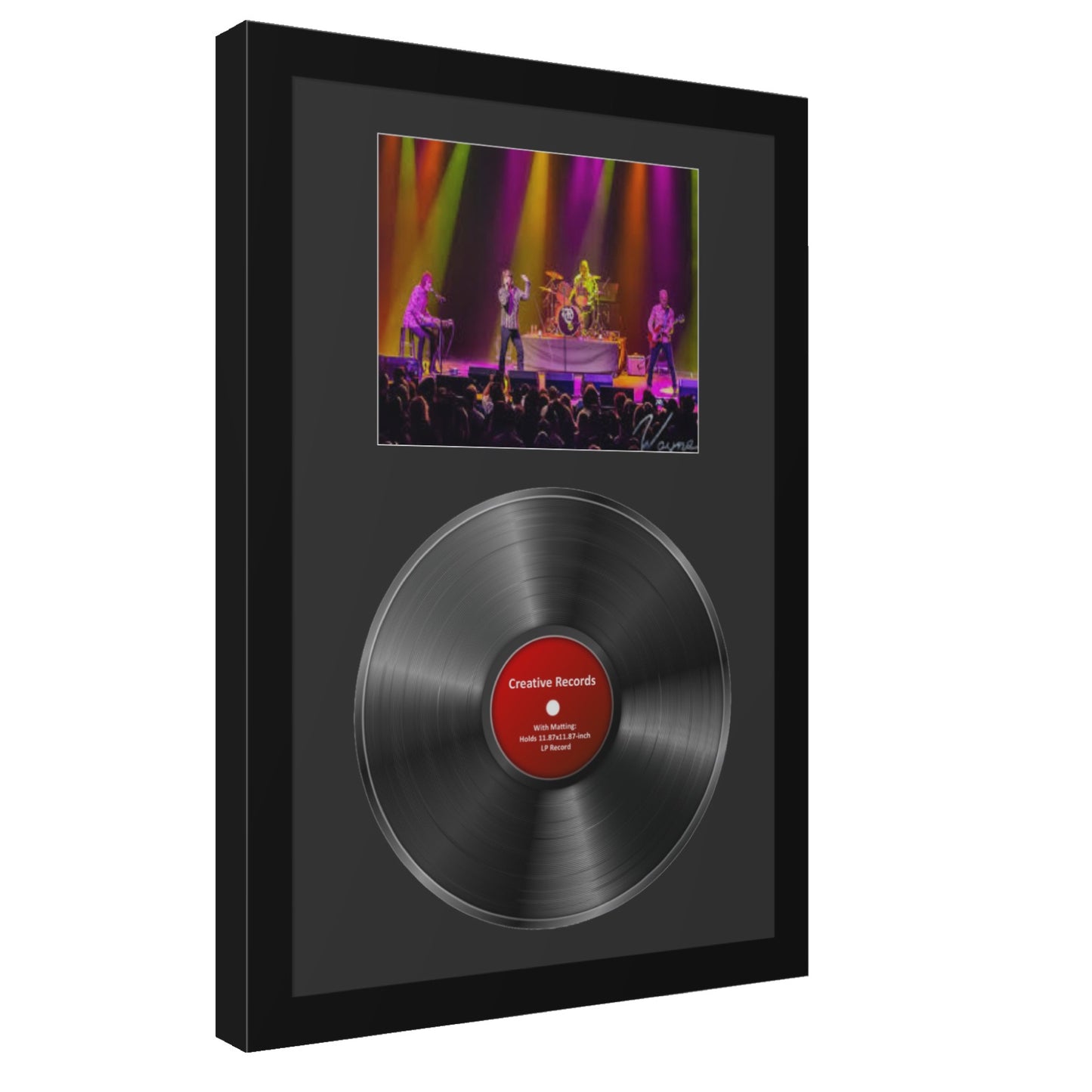 12" Vinyl Record Disc and 8x10 Photo with Mat in our Manhattan Black Molding