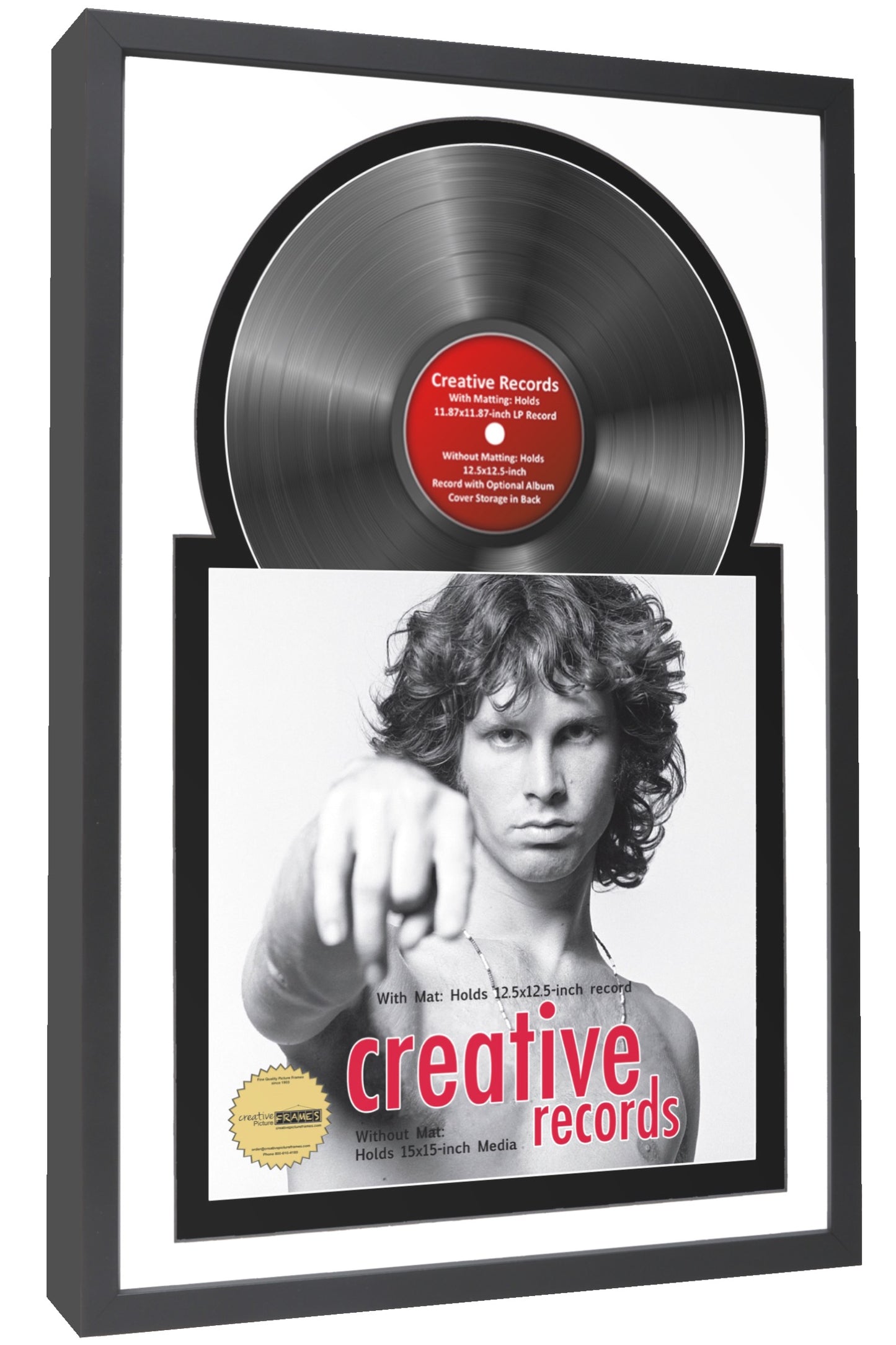 12" Manhattan Black Jukebox Record Frame, Holds One 12" Disc and Album Cover