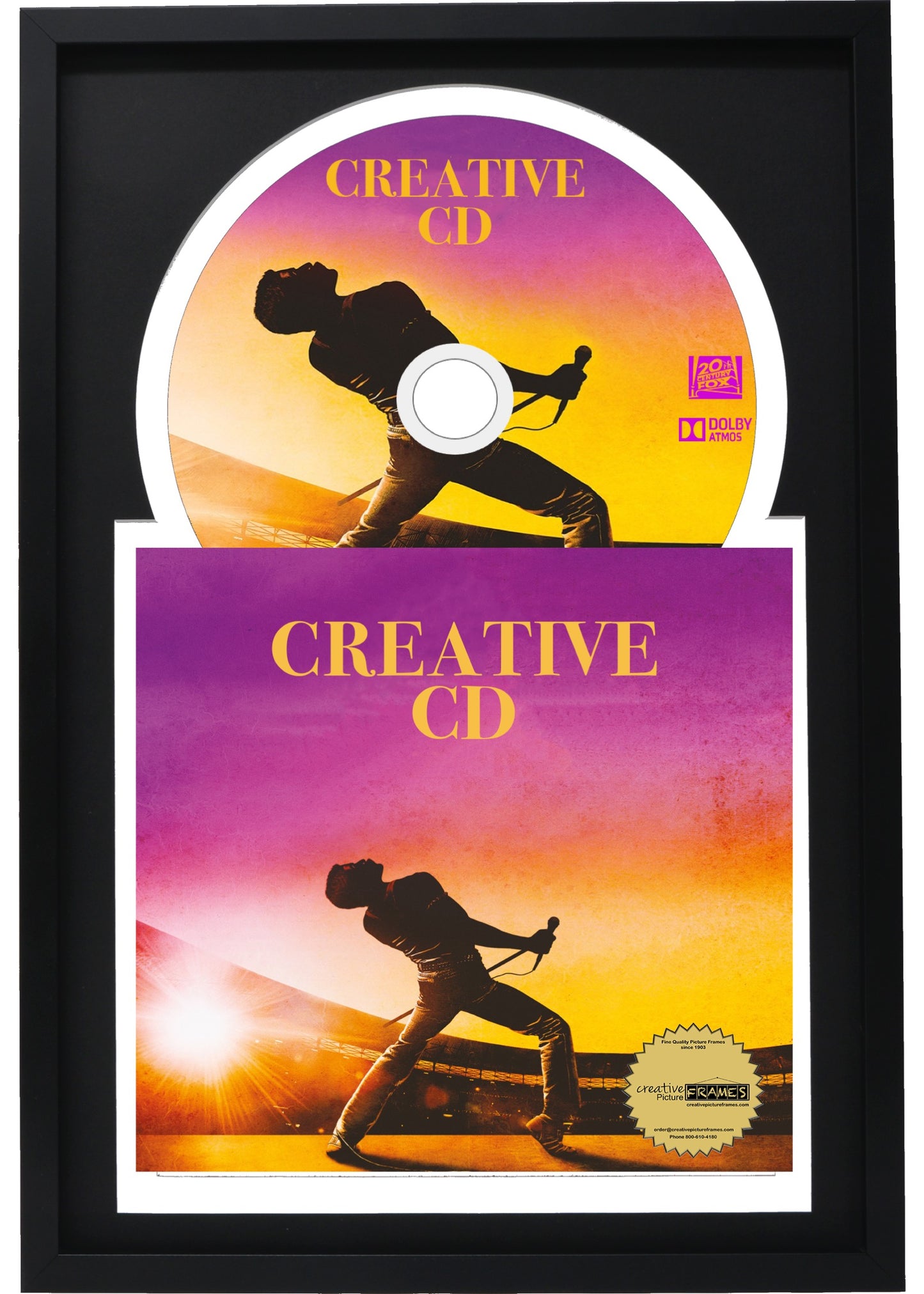 CD Jukebox Frame Holds CD Cover Art and CD in our Manhattan Black Molding