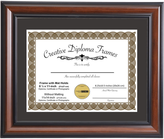 8.5 x 11 Dakota Walnut Diploma Frame with Mat