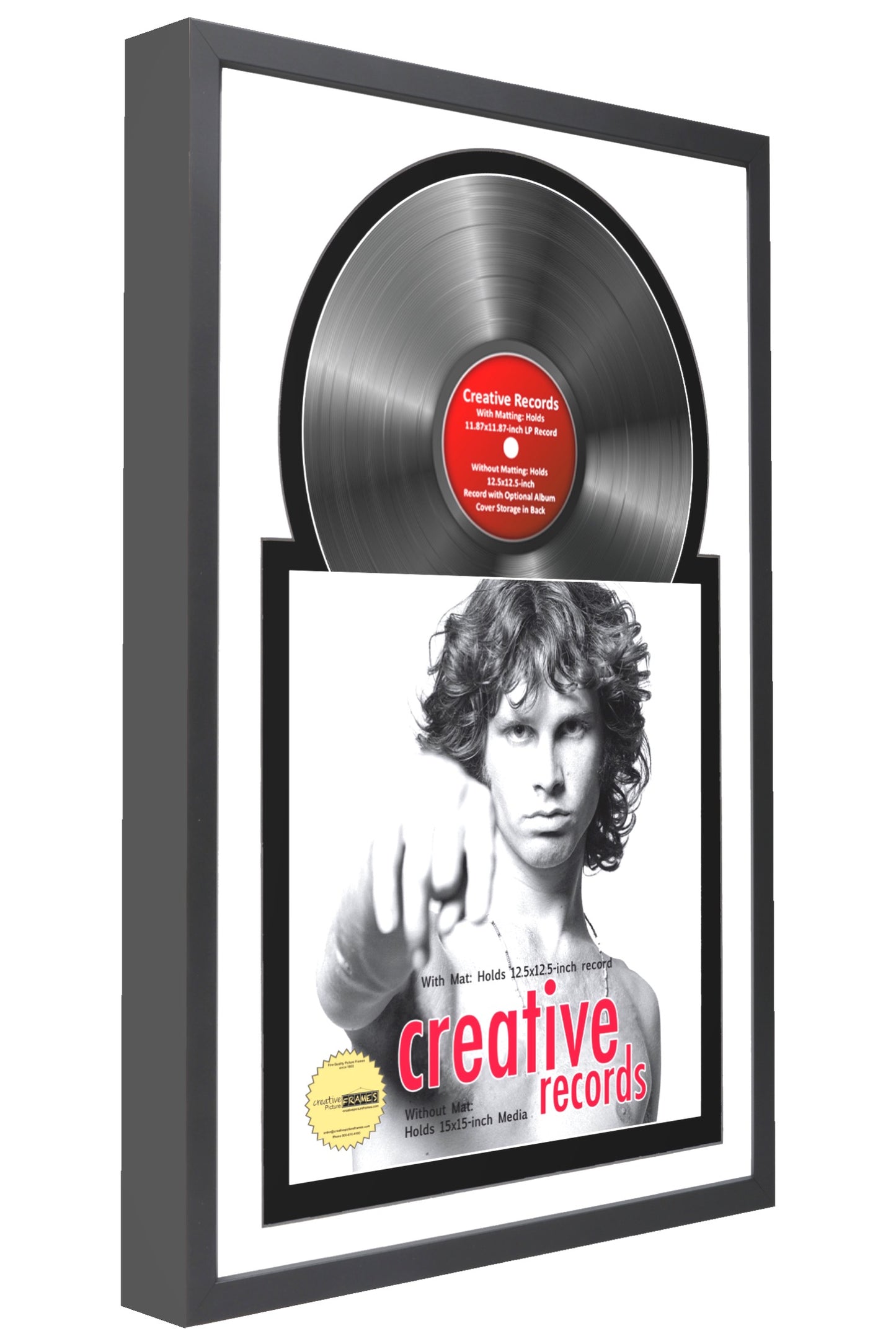 12" Manhattan Black Jukebox Record Frame, Holds One 12" Disc and Album Cover