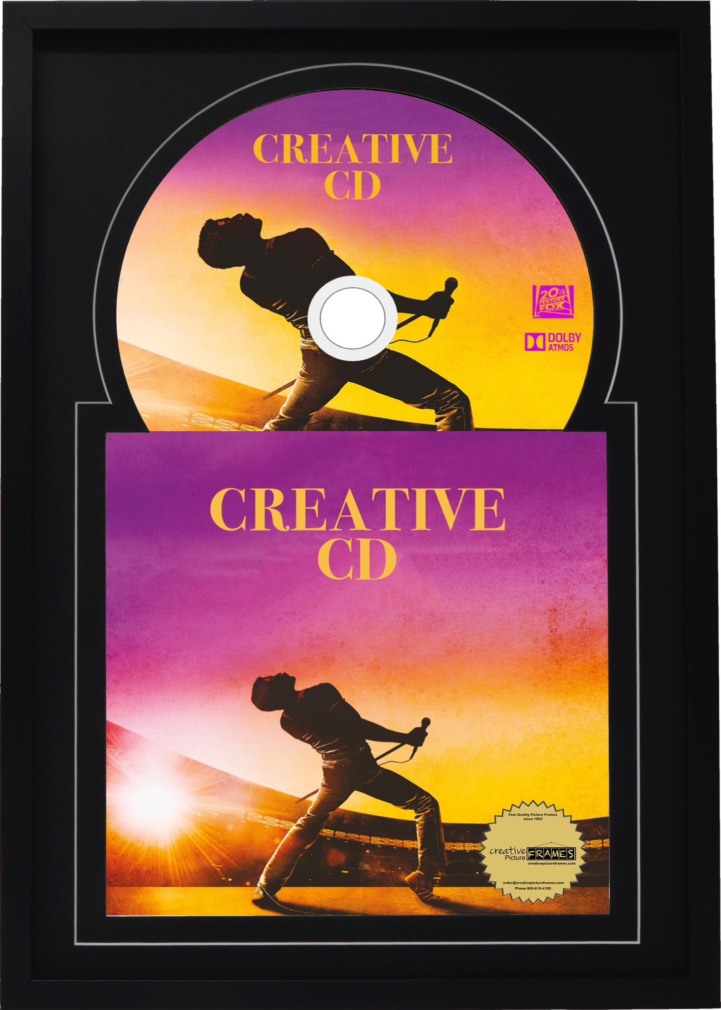 CD Jukebox Frame Holds CD Cover Art and CD in our Manhattan Black Molding
