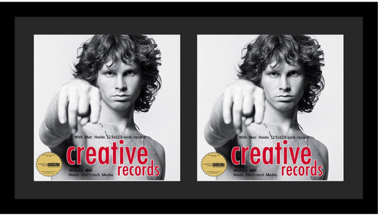 12" Double Album Cover Frame with Matting in our Manhattan Black Molding